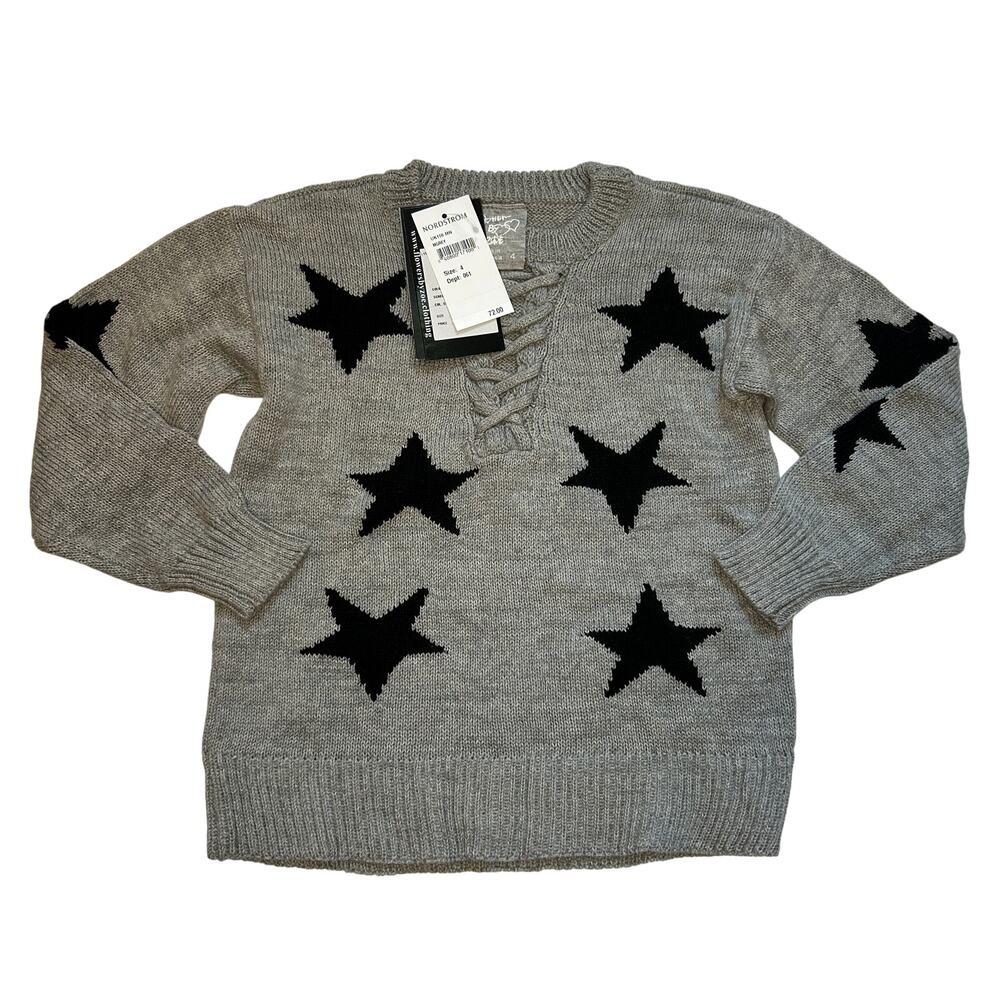 NWT Flowers by Zoe Girls Gray Star-Patterned Sweater - Size 4Y